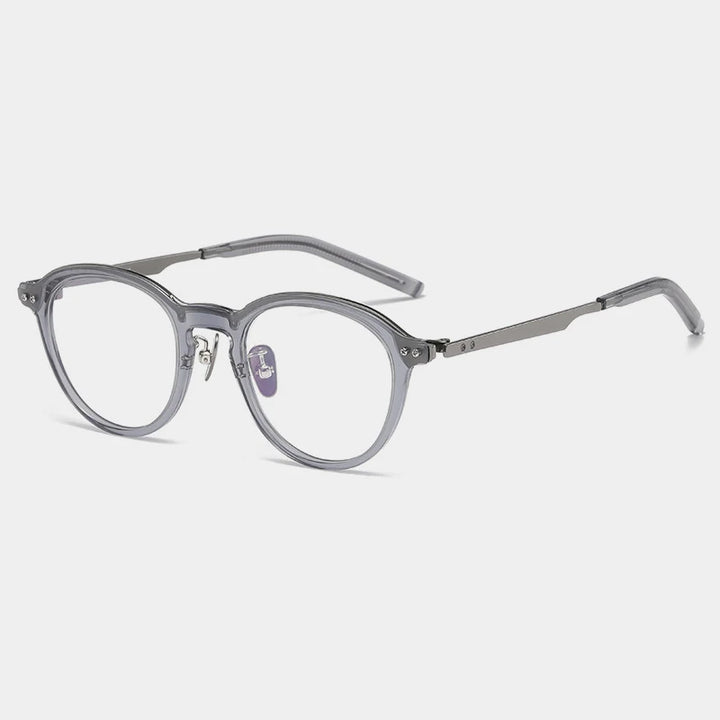 Gatenac Unisex Full Rim Titanium Acetate Eyeglasses Gxyj1194 Full Rim Gatenac Gray