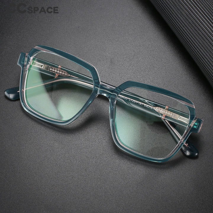 CCspace Unisex Full Rim Irregular Square Acetate Eyeglasses 56315 Full Rim CCspace
