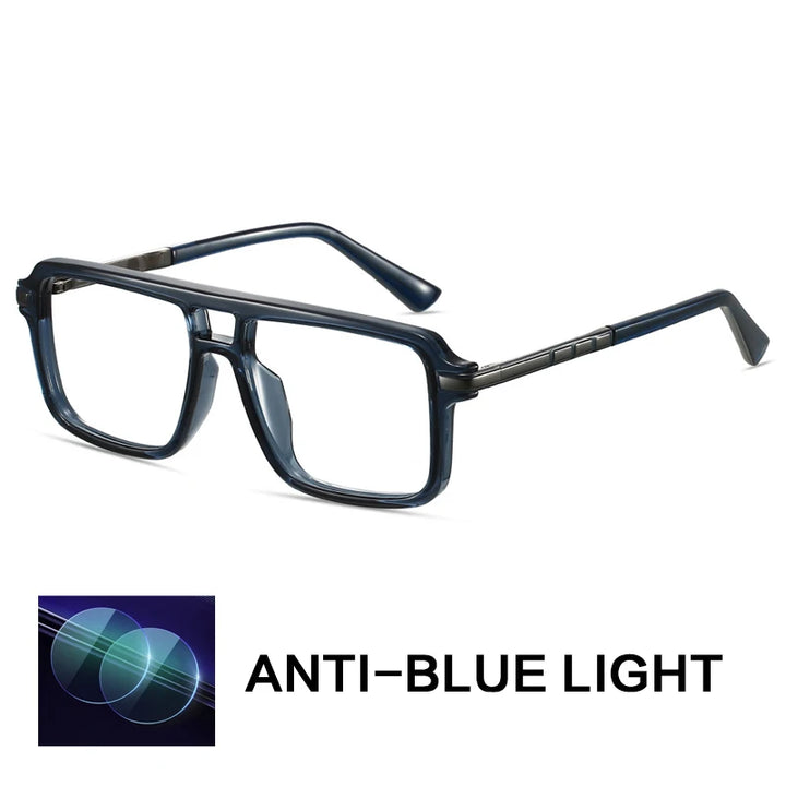 Gatenac Unisex Full Rim Square Double Bridge Tr 90 Titanium Reading Glasses G84004