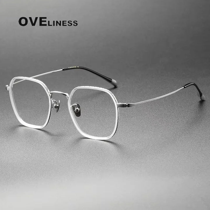 Oveliness Women's Full Rim Polygon Square Acetate Titanium Eyeglasses 98505
