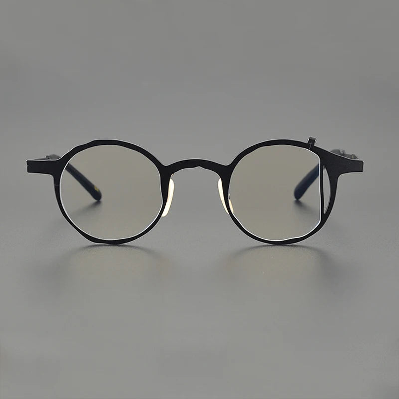 Gatenac Unisex Full Rim Round Titanium Eyeglasses Gxyj1220 Full Rim Gatenac