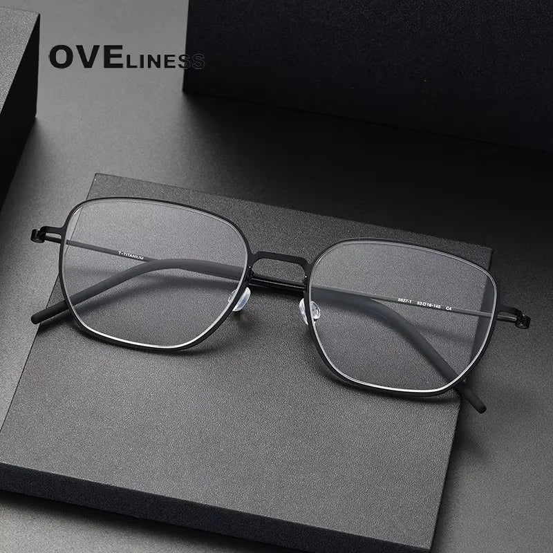 Oveliness Unisex Full Rim Polygon Square Titanium Eyeglasses 55274