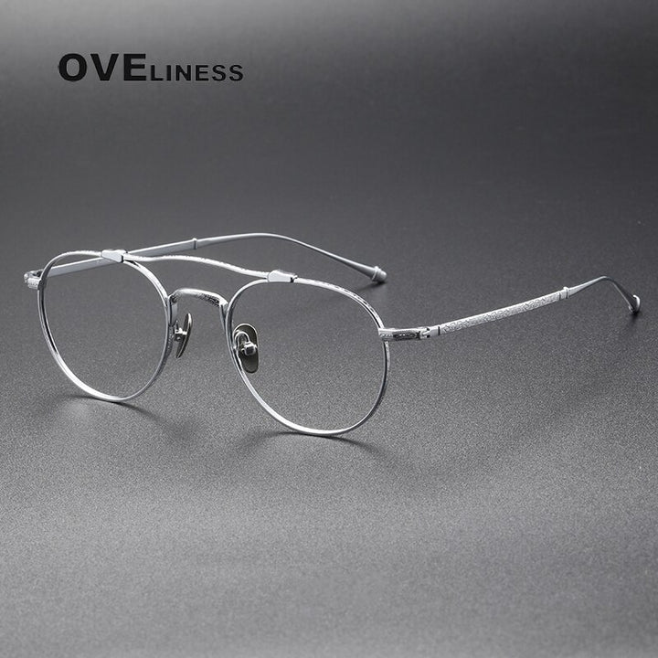 Oveliness Unisex Full RIm Round Double Bridge Titanium Eyeglasses Full Rim Oveliness silver
