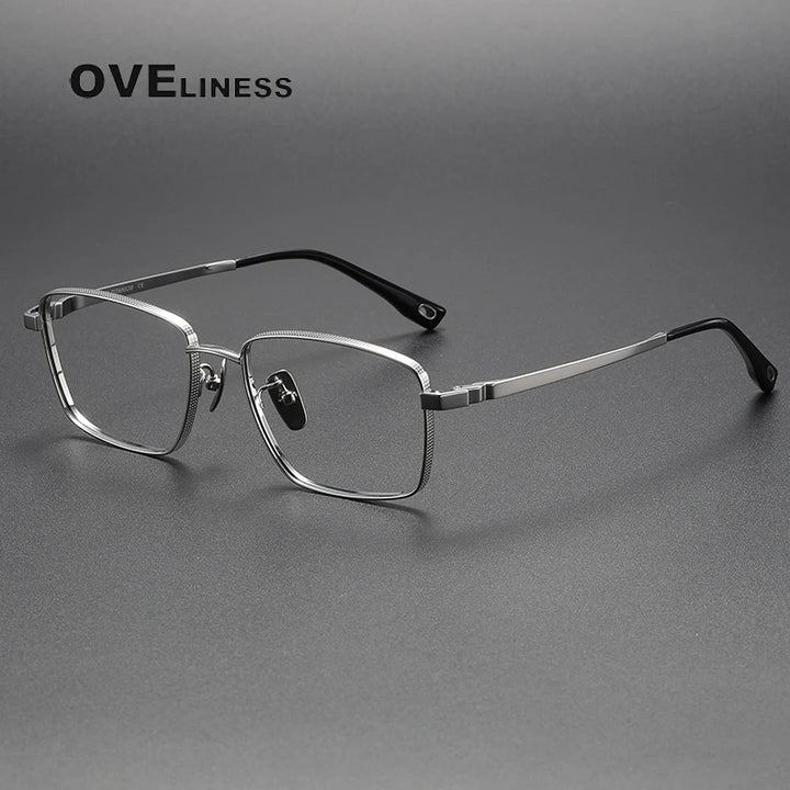 Oveliness Men's Full Rim Square Titanium Eyeglasses 80929 Full Rim Oveliness silver  