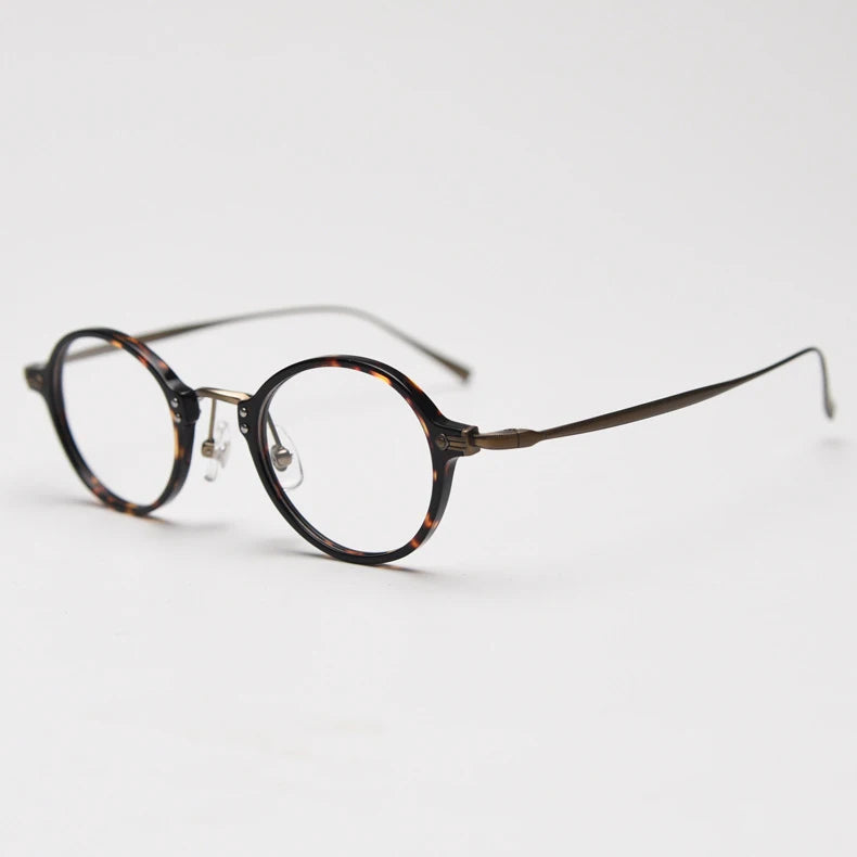 CCspace Unisex Full Rim Small Round Acetate Eyeglasses 57268 Full Rim CCspace Leopard