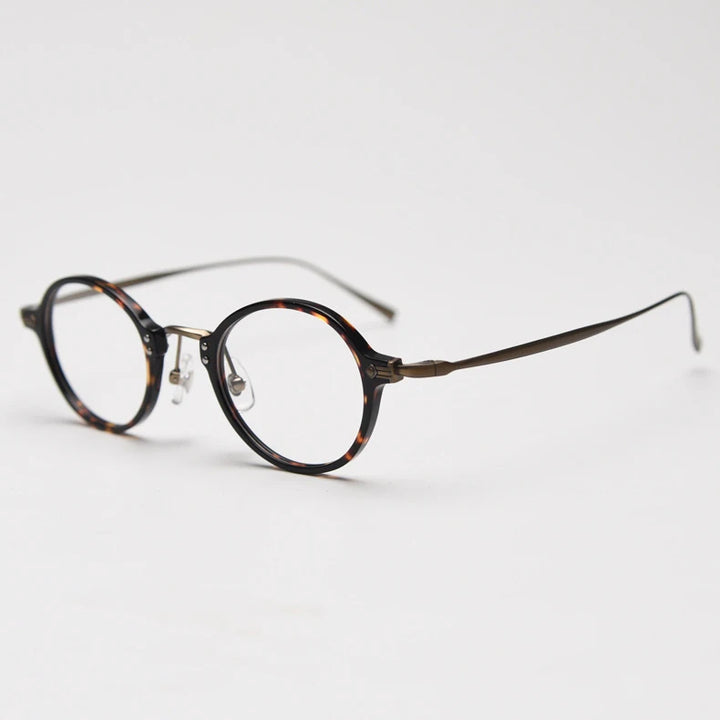 CCspace Unisex Full Rim Small Round Acetate Eyeglasses 57268 Full Rim CCspace Leopard