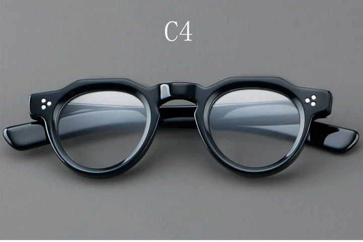 Yujo Unisex Full Rim Flat Top Round Acetate Eyeglasses Y4341 Full Rim Yujo C4 CHINA