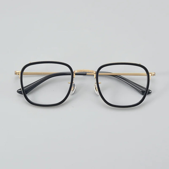 Black Mask Unisex Full Rim Square Titanium Acetate Eyeglasses 6015 Full Rim Black Mask