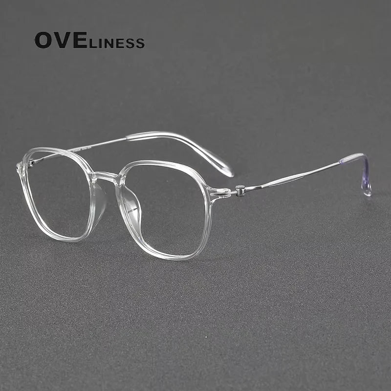 Oveliness Women's Full Rim Square Acetate Titanium Eyeglasses 86652