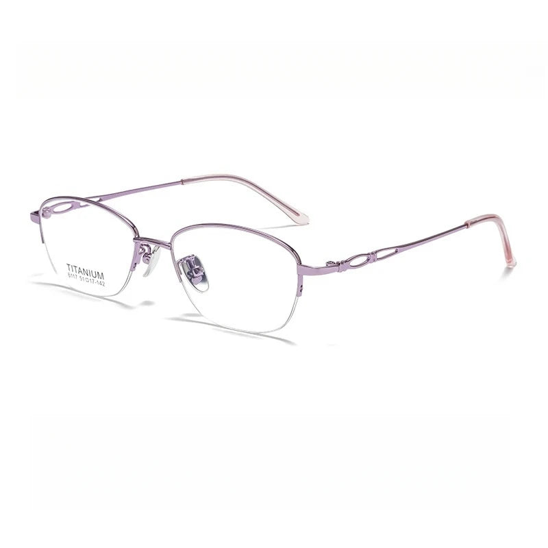 Yimaruili Women's Semi Rim Alloy Eyeglasses 6117 Semi Rim Yimaruili Eyeglasses Purple