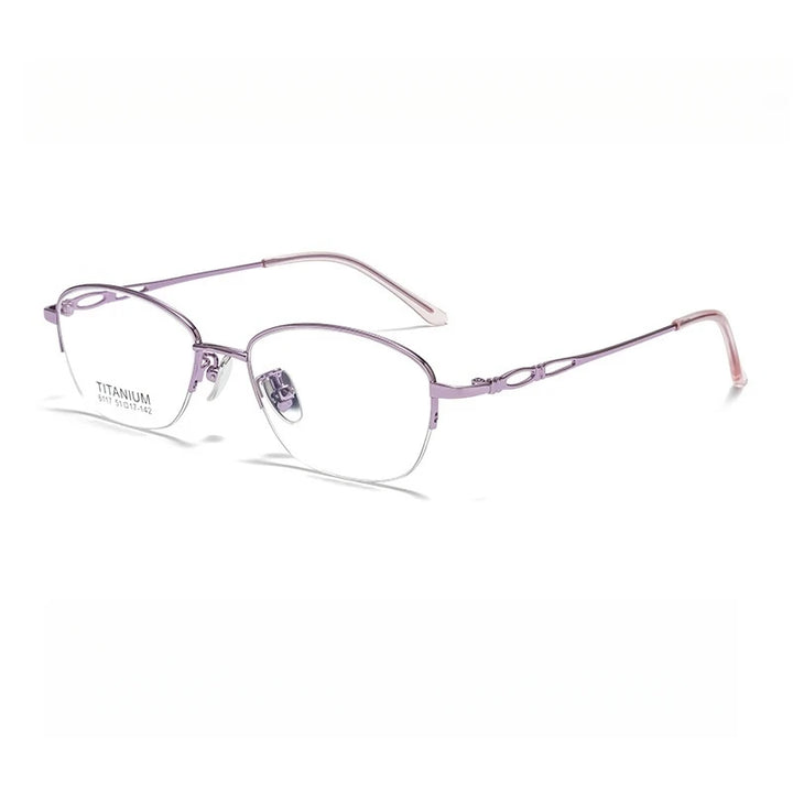 Yimaruili Women's Semi Rim Alloy Eyeglasses 6117 Semi Rim Yimaruili Eyeglasses Purple