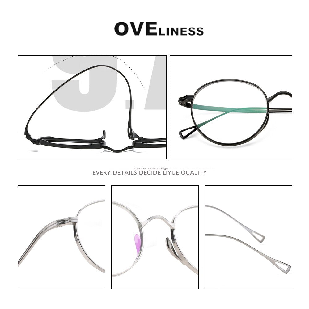 Oveliness Unisex Full Rim Round Titanium Eyeglasses 10518 Full Rim Oveliness