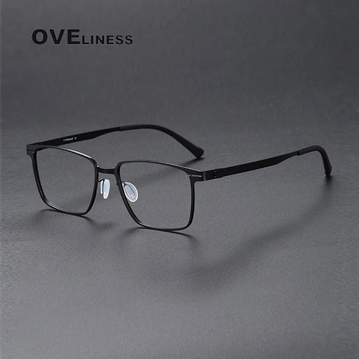Oveliness Unisex Full Rim Square Screwless Titanium Eyeglasses 80995 Full Rim Oveliness black  