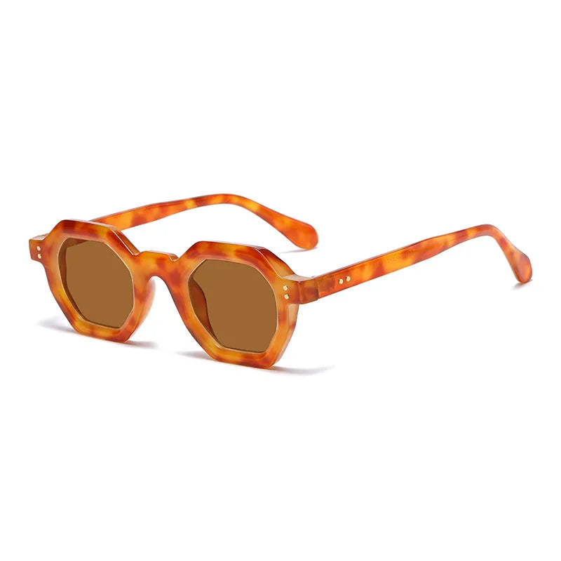 CCspace Unisex Full Rim Polygon Plastic Eyeglasses 56891 Full Rim CCspace C6YellowTea
