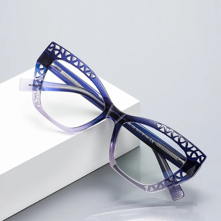 Gmei Women's Full Rim Square Cat Eye Tr 90 Titanium Eyeglasses 842182 Full Rim Gmei Optical