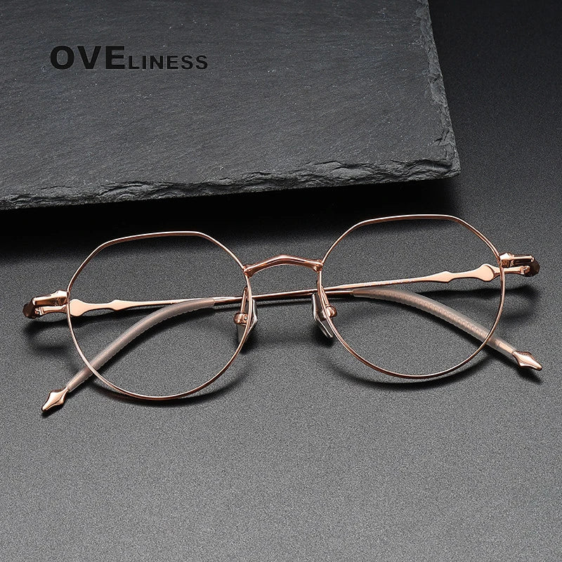 Oveliness Unisex Full Rim  Flat Top Round Titanium Eyeglasses 4449 Full Rim Oveliness   