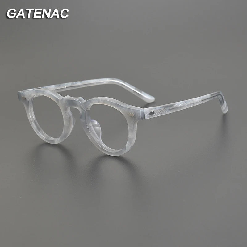 Gatenac Unisex Full Rim Round Acetate Eyeglasses Gxyj-1173 Full Rim Gatenac