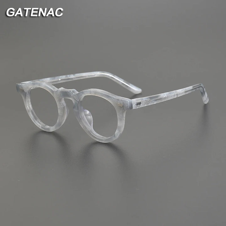 Gatenac Unisex Full Rim Round Acetate Eyeglasses Gxyj-1173 Full Rim Gatenac