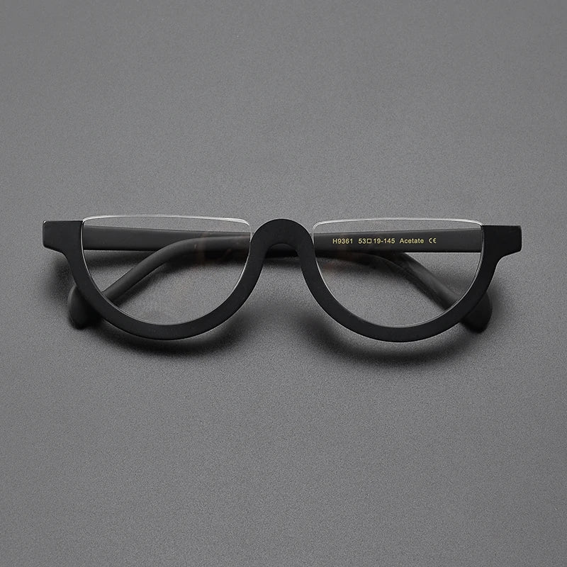 Nobler Unisex Semi Rim Bottom Round Frosted Acetate Eyeglasses 9361 Semi Rim Nobler C8