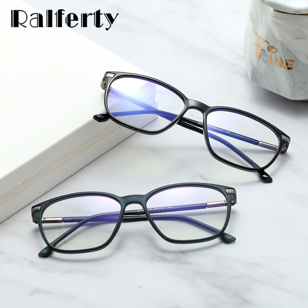 Ralferty Men's Full Rim Square Tr 90 Acetate Eyeglasses F95363 Full Rim Ralferty