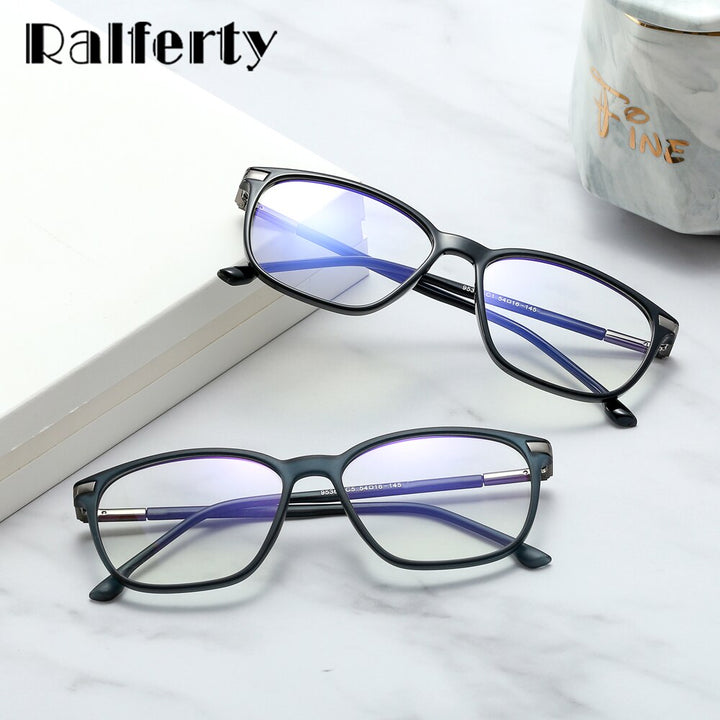 Ralferty Men's Full Rim Square Tr 90 Acetate Eyeglasses F95363 Full Rim Ralferty