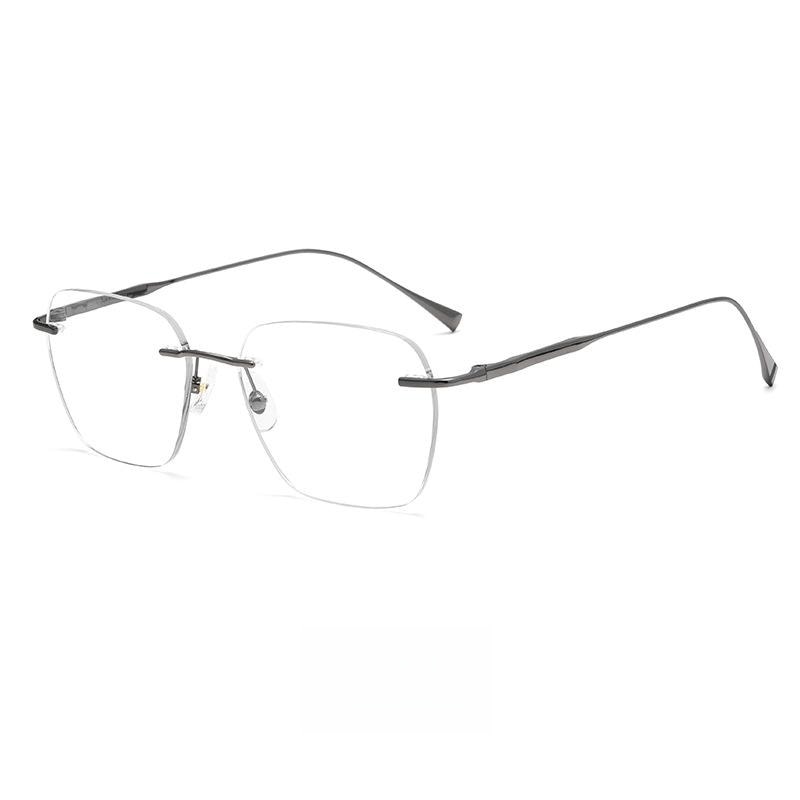 Yimaruili Unisex Rimless Square Titanium Eyeglasses 1912ti Rimless Yimaruili Eyeglasses Gun  