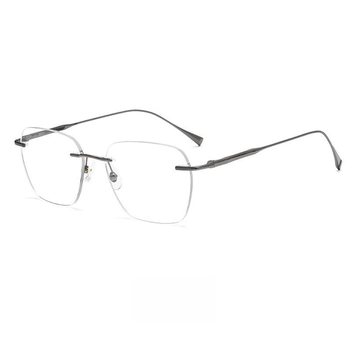 Yimaruili Unisex Rimless Square Titanium Eyeglasses 1912ti Rimless Yimaruili Eyeglasses Gun  