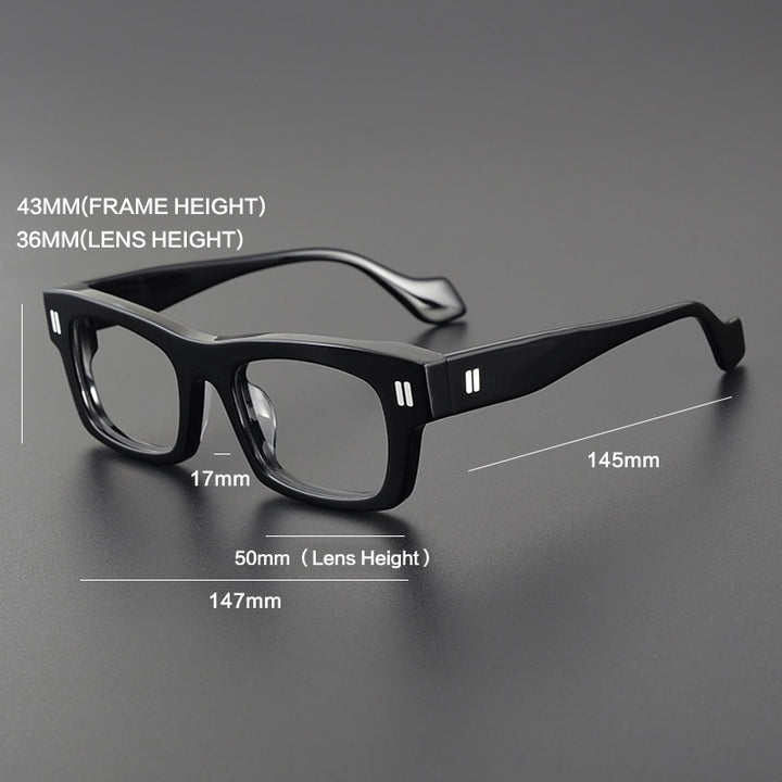 Gatenac Unisex Full Rim Square Acetate Eyeglasses Gxyj1087 Full Rim Gatenac