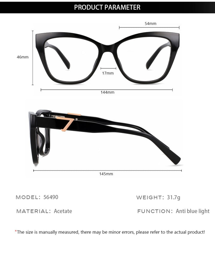 CCspace Women's Full Rim Cat Eye Acetate Tr 90 Eyeglasses 56490 Full Rim CCspace