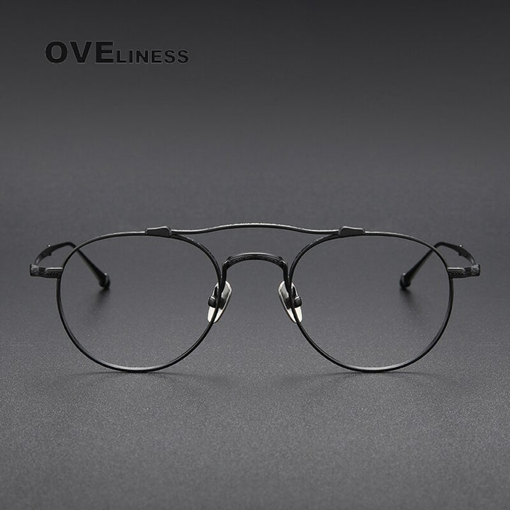 Oveliness Unisex Full RIm Round Double Bridge Titanium Eyeglasses Full Rim Oveliness