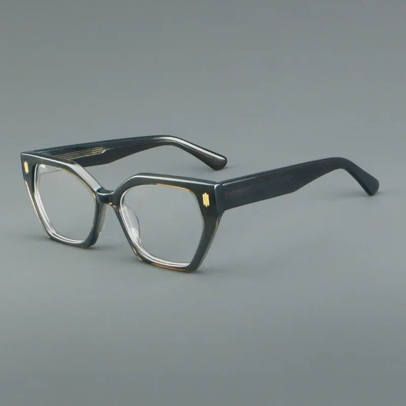 Hewei Women's Full Rim Polygon Square Acetate Temple Eyeglasses 88030