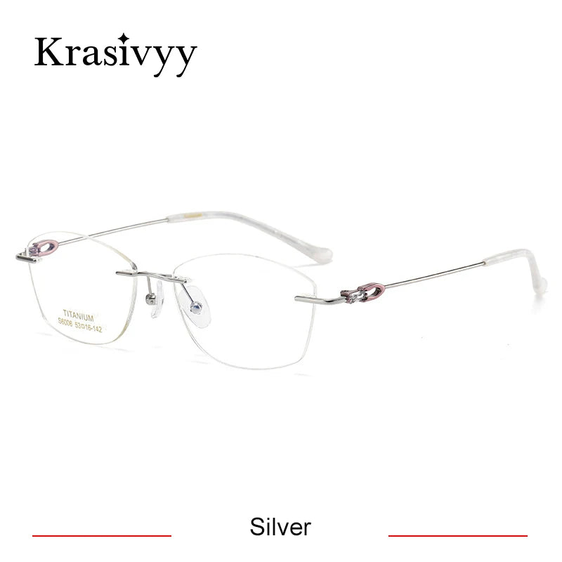 Krasivyy Women's Rimless Oval Square Titanium Eyeglasses 36006