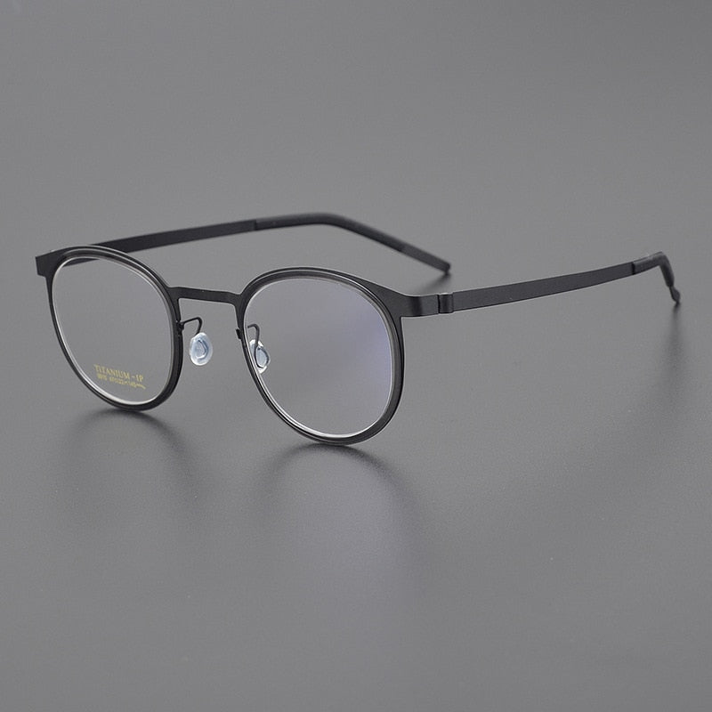 Bclear Unisex Full Rim Round Titanium Eyeglasses My9915 Full Rim Bclear Black
