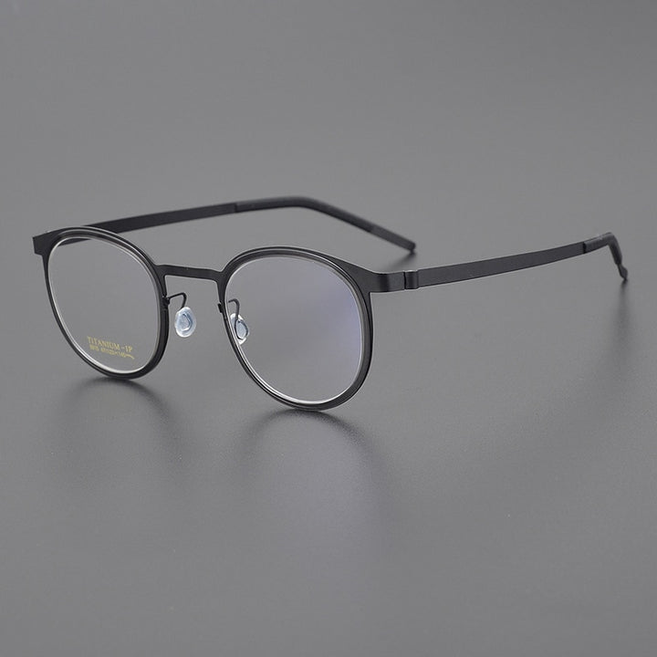 Bclear Unisex Full Rim Round Titanium Eyeglasses My9915 Full Rim Bclear Black