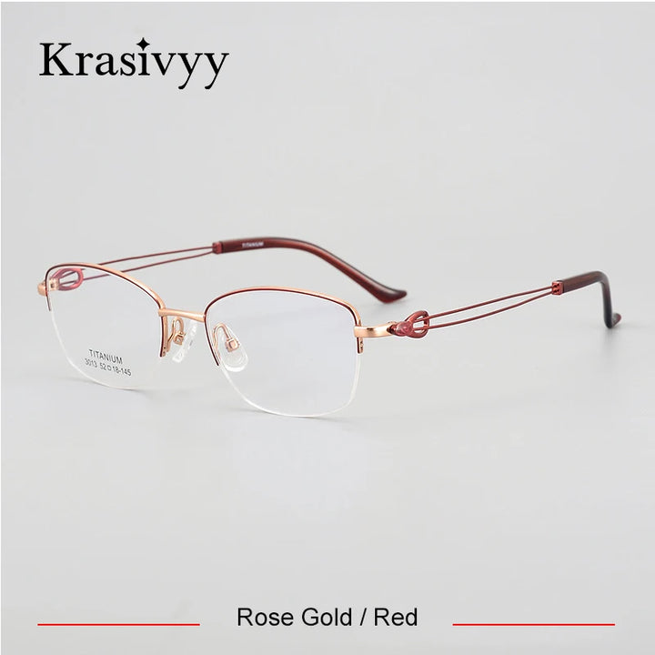 Krasivyy Unisex Semi Rim Oval Square Titanium Eyeglasses 43013