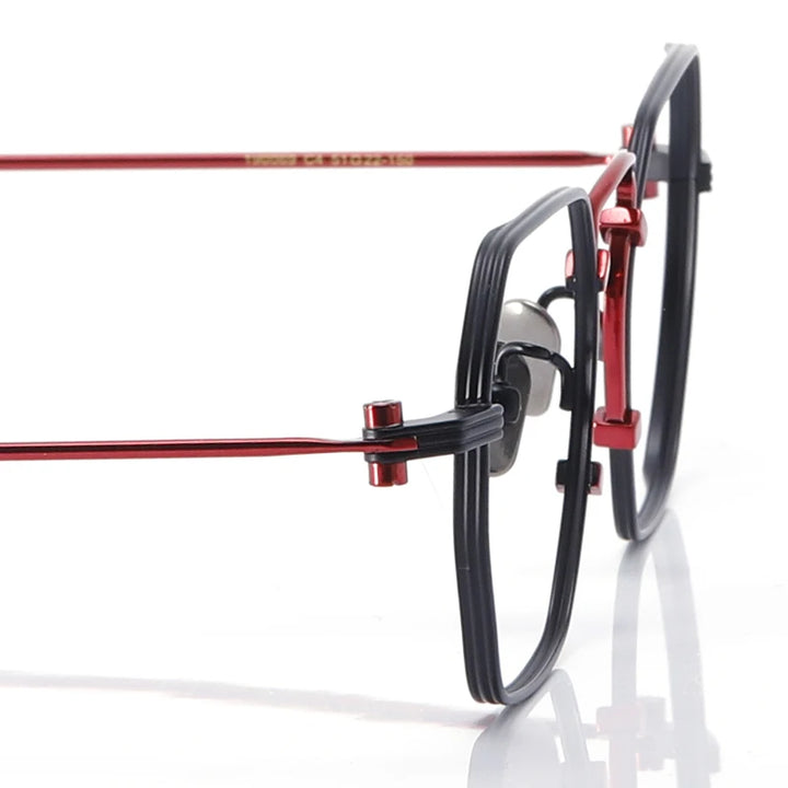 Muzz Unisex Full Rim Flat Top Square Titanium Eyeglasses 1969 Full Rim Muzz