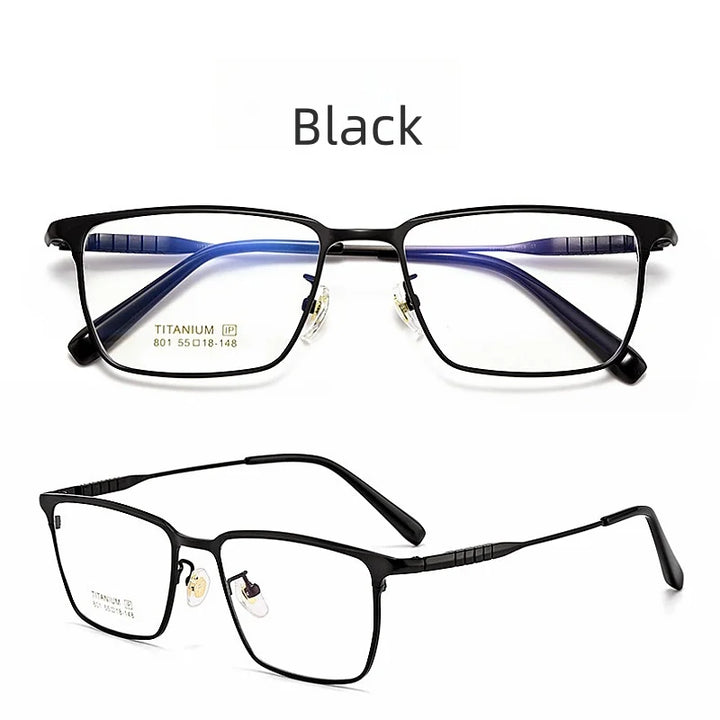 Hdcrafter Men's Full Rim Polygon Square Titanium Eyeglasses 80147