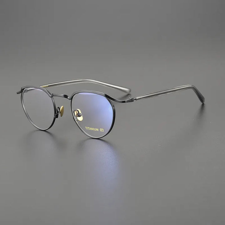 Black Mask Unisex Full Rim Round Titanium Eyeglasses Kv127 Full Rim Black Mask Black