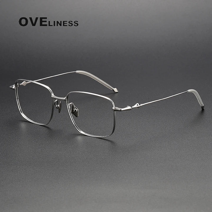 Oveliness Men's Full Rim Square Titanium Eyeglasses 4418 Full Rim Oveliness silver  