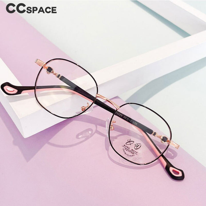 CCspace Unisex Youth Full Rim Oval Alloy Eyeglasses 56566 Full Rim CCspace
