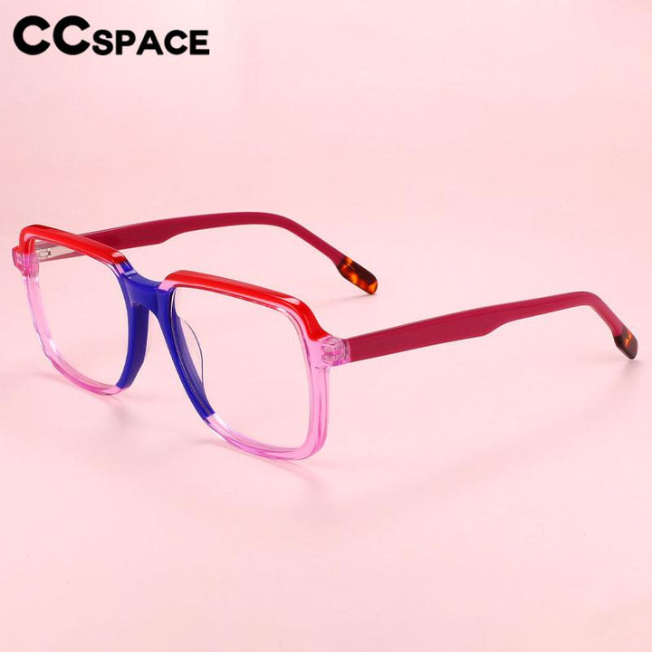CCspace Unisex Full Rim Square Acetate Eyeglasses 56549 Full Rim CCspace