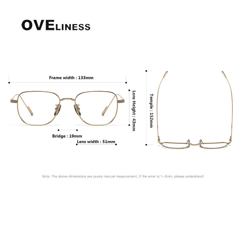 Oveliness Unisex Full Rim Square Titanium Eyeglasses 80809 Full Rim Oveliness   