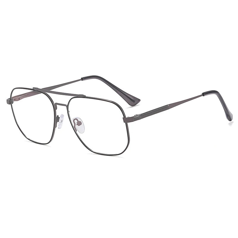CCspace Unisex Full Rim Large Square Double Bridge Alloy Eyeglasses 57238 Full Rim CCspace C2Grey