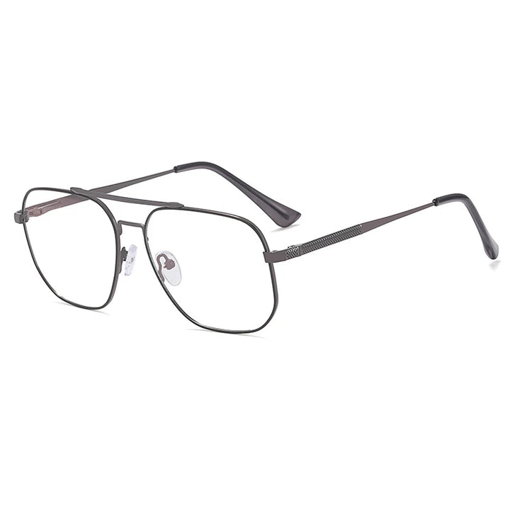 CCspace Unisex Full Rim Large Square Double Bridge Alloy Eyeglasses 57238 Full Rim CCspace C2Grey