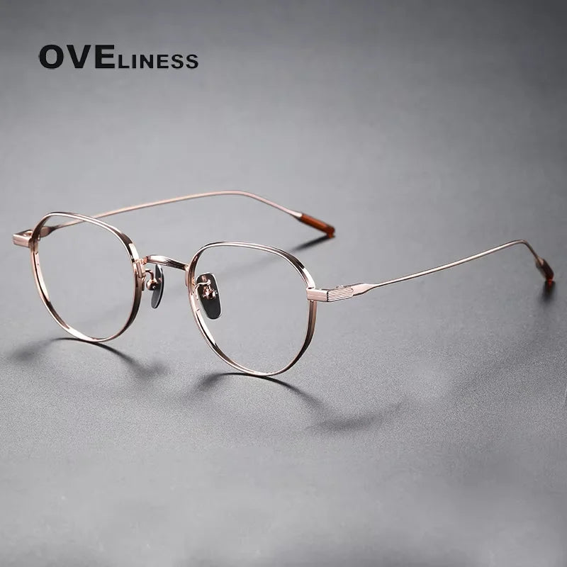 Oveliness Women's Full Rim Flat Top Round Titanium Eyeglasses 780803