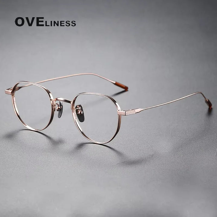 Oveliness Women's Full Rim Flat Top Round Titanium Eyeglasses 780803
