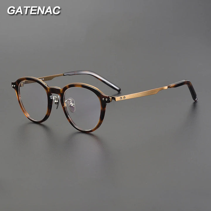 Gatenac Unisex Full Rim Titanium Acetate Eyeglasses Gxyj1194 Full Rim Gatenac