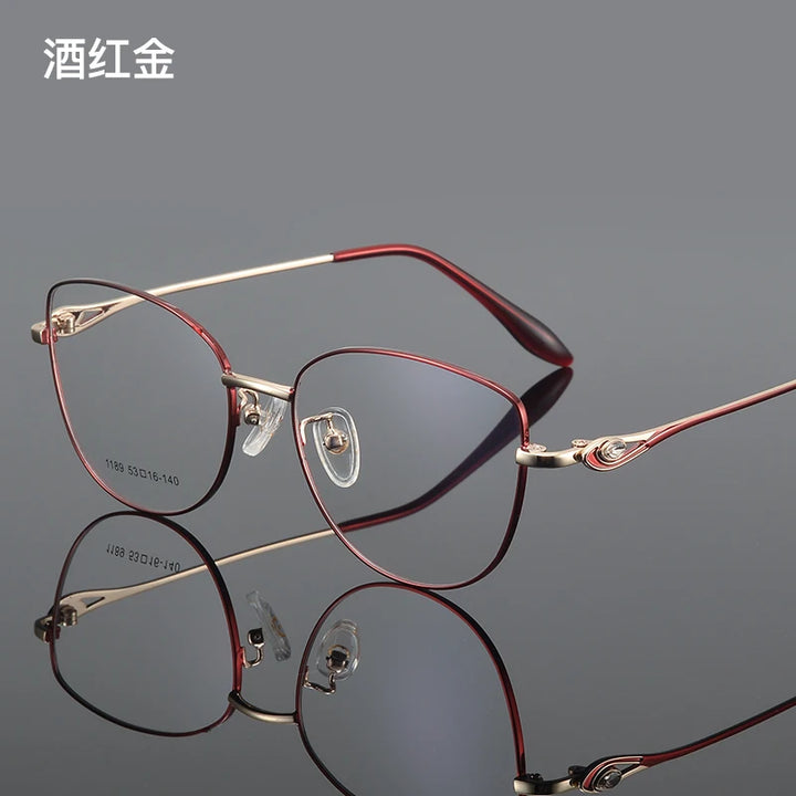 Bclear Women's Full Rim Oval Cat Eye Alloy Eyeglasses 61189