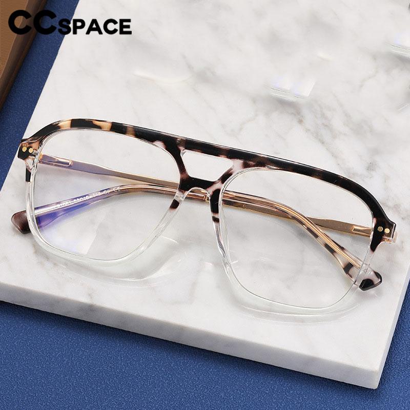CCspace Unisex Full Rim Square Double Bridge Tr 90 Titanium Eyeglasses 56714 Full Rim CCspace