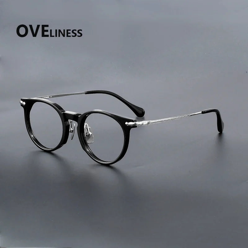 Oveliness Unisex Full Rim Round Titanium Acetate Eyeglasses 926025